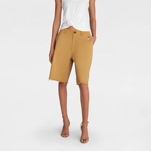 KBB KAHLANA Target XS Extra Small Mid-Rise The Twill Bermuda Shorts Tan Brown